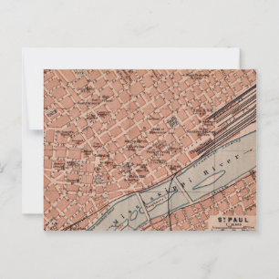 Tarjeta postal del mapa de Old St Paul MN