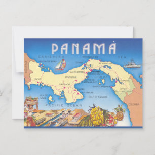 Tarjeta postal del mapa de Panamá