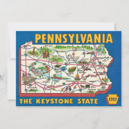 Tarjeta postal del mapa de Pensilvania 5x7