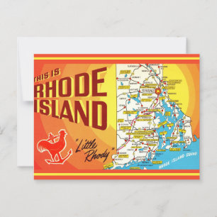 Tarjeta postal del mapa de Rhode Island