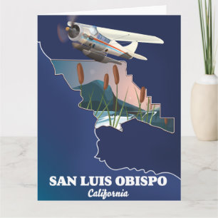 Tarjeta postal del mapa de San Luis Obispo Califor
