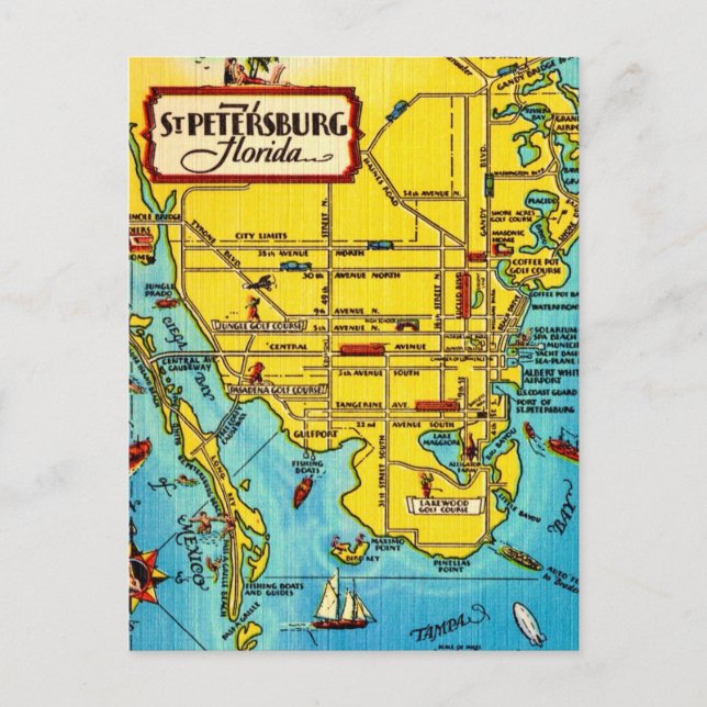 Tarjeta postal del mapa de San Petersburgo (Anverso)