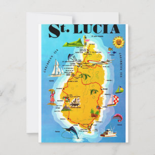 Tarjeta postal del mapa de Santa Lucía