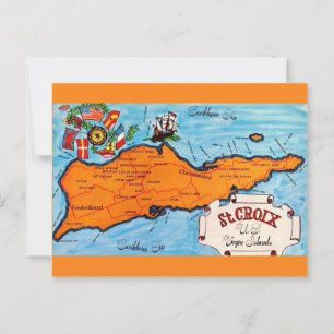 Tarjeta postal del mapa de St Croix