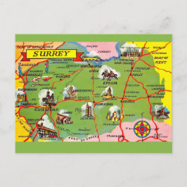 Tarjeta postal del mapa de Surrey Inglaterra