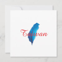Tarjeta postal del mapa de Taiwán con pluma azul