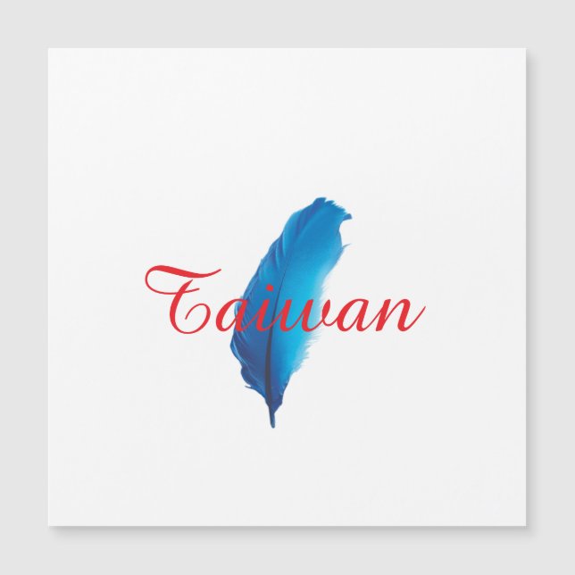 Tarjeta postal del mapa de Taiwán con pluma azul (Anverso)