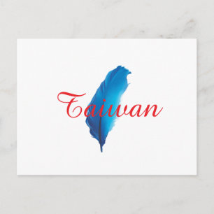 Tarjeta postal del mapa de Taiwán con pluma azul