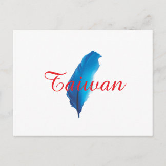 Tarjeta postal del mapa de Taiwán con pluma azul