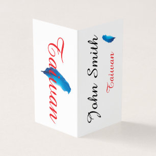 Tarjeta postal del mapa de Taiwán con pluma azul