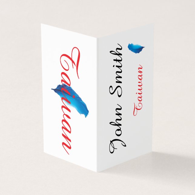Tarjeta postal del mapa de Taiwán con pluma azul (Exterior)