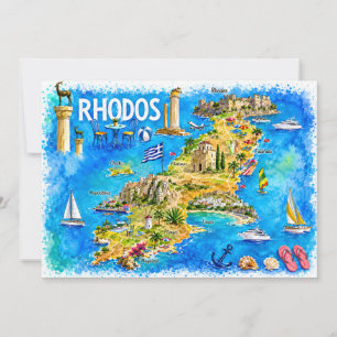 Tarjeta postal del mapa de viaje en acuarela de Ro