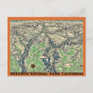 Tarjeta postal del mapa de Yosemite