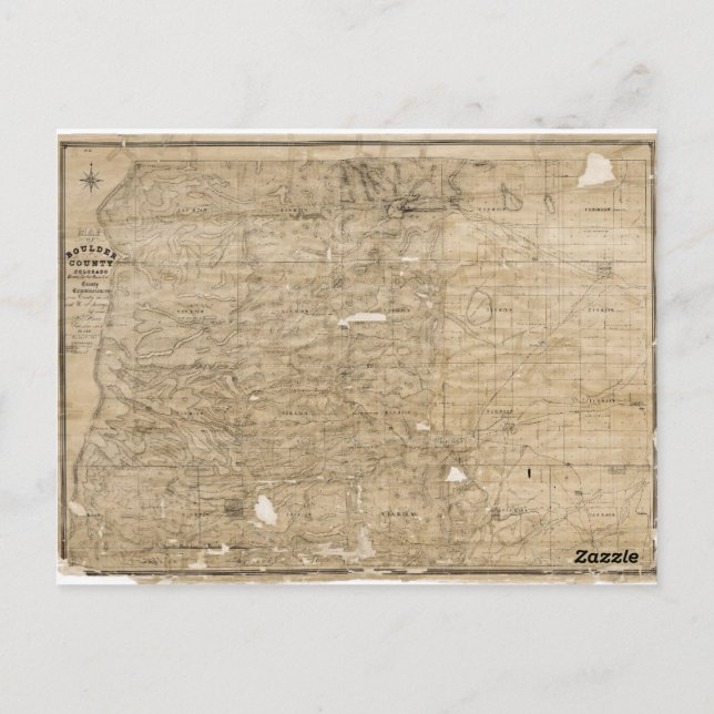 Tarjeta postal del mapa del condado de Boulder de  (Reverso)