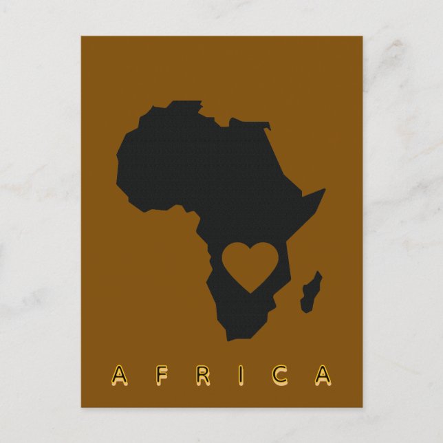Tarjeta postal del mapa del corazón de África (Anverso)