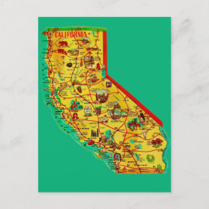 Tarjeta postal del mapa del estado de California r