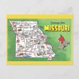Tarjeta postal del mapa del estado de Misuri
