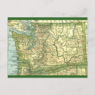Tarjeta postal del mapa del estado de Washington