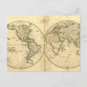 Tarjeta postal del mapa del mundo antiguo