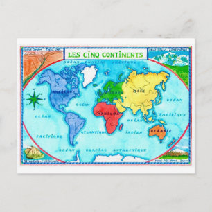 Tarjeta postal del mapa del mundo colorido