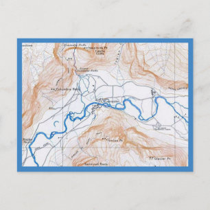 Tarjeta postal del mapa del Parque Nacional Yosemi