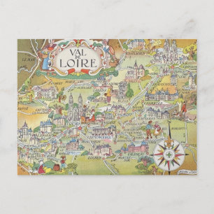 Tarjeta postal del mapa del Valle del Loira de Fra