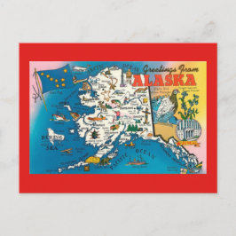 Tarjeta postal del mapa estatal de Alaska