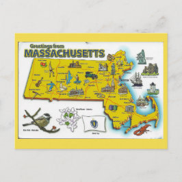 Tarjeta postal del mapa estatal de Massachusetts