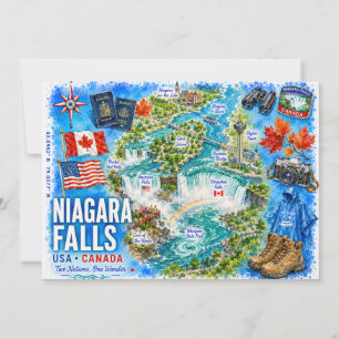 Tarjeta postal del mapa ilustrado de EE. UU. Canad