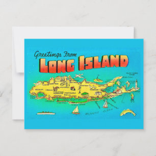 Tarjeta postal del mapa ilustrado de la vieja isla