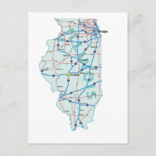 Tarjeta postal del mapa interestatal de Illinois