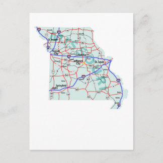 Tarjeta postal del mapa interestatal de Misuri