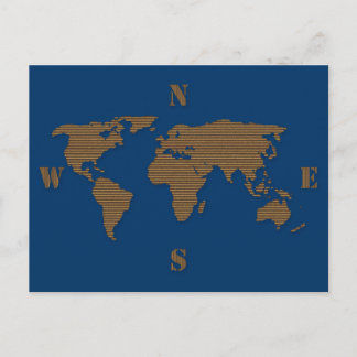 Tarjeta postal del mapa mundial de cartón