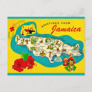 Tarjeta postal del mapa retro de Jamaica
