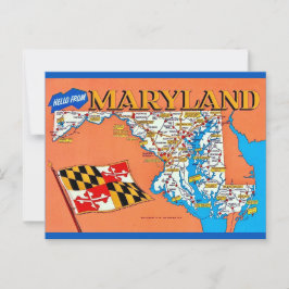 Tarjeta postal del mapa retro de Maryland