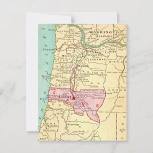 Tarjeta postal del mapa vintage de Eugene Oregon
