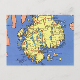 Tarjeta postal del mapa vintage de la isla del Mt