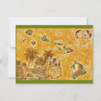 Tarjeta postal del mapa vintage de las Islas Hawai