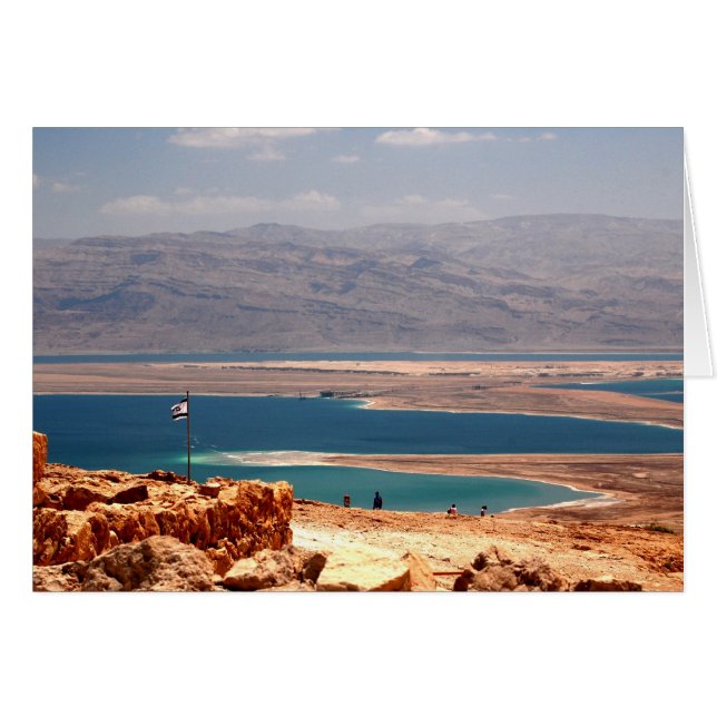 Tarjeta postal del Mar Muerto vista desde Masada (Anverso (Horizontal))