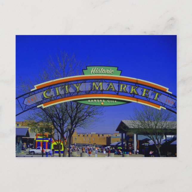 Tarjeta postal del mercado de la ciudad (Anverso)