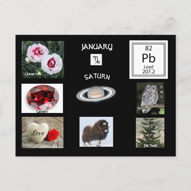 Tarjeta postal del mes de nacimiento de enero de C (Anverso)