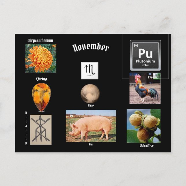 Tarjeta postal del mes de nacimiento de Escorpio d (Anverso)