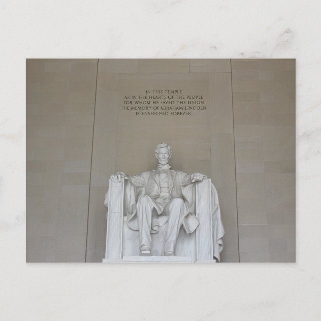 Tarjeta Postal del Monumento a Lincoln Washington  (Anverso)