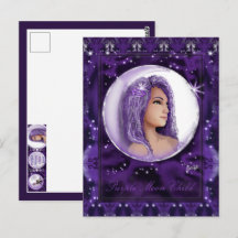 Tarjeta postal del niño de la luna púrpura