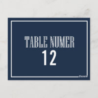 Tarjeta postal del número de la mesa de moda azul 