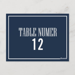Tarjeta postal del número de la mesa de moda azul 