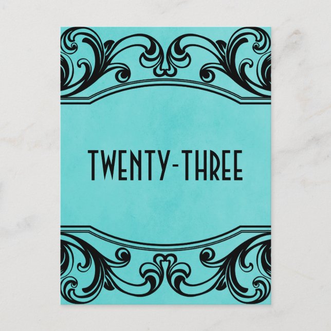 Tarjeta postal del número de tabla de Swirls Vinta (Anverso)