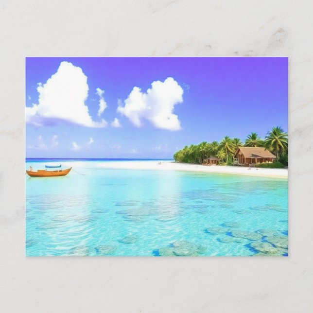 Tarjeta postal del océano tropical de Maldivas (Anverso)