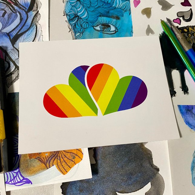 Tarjeta postal del Orgullo de Corazones de Arcoíri (My Version: I like the image a little bit littler )