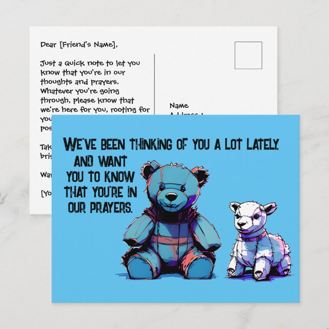 Tarjeta postal del oso de oración (Anverso / Reverso)